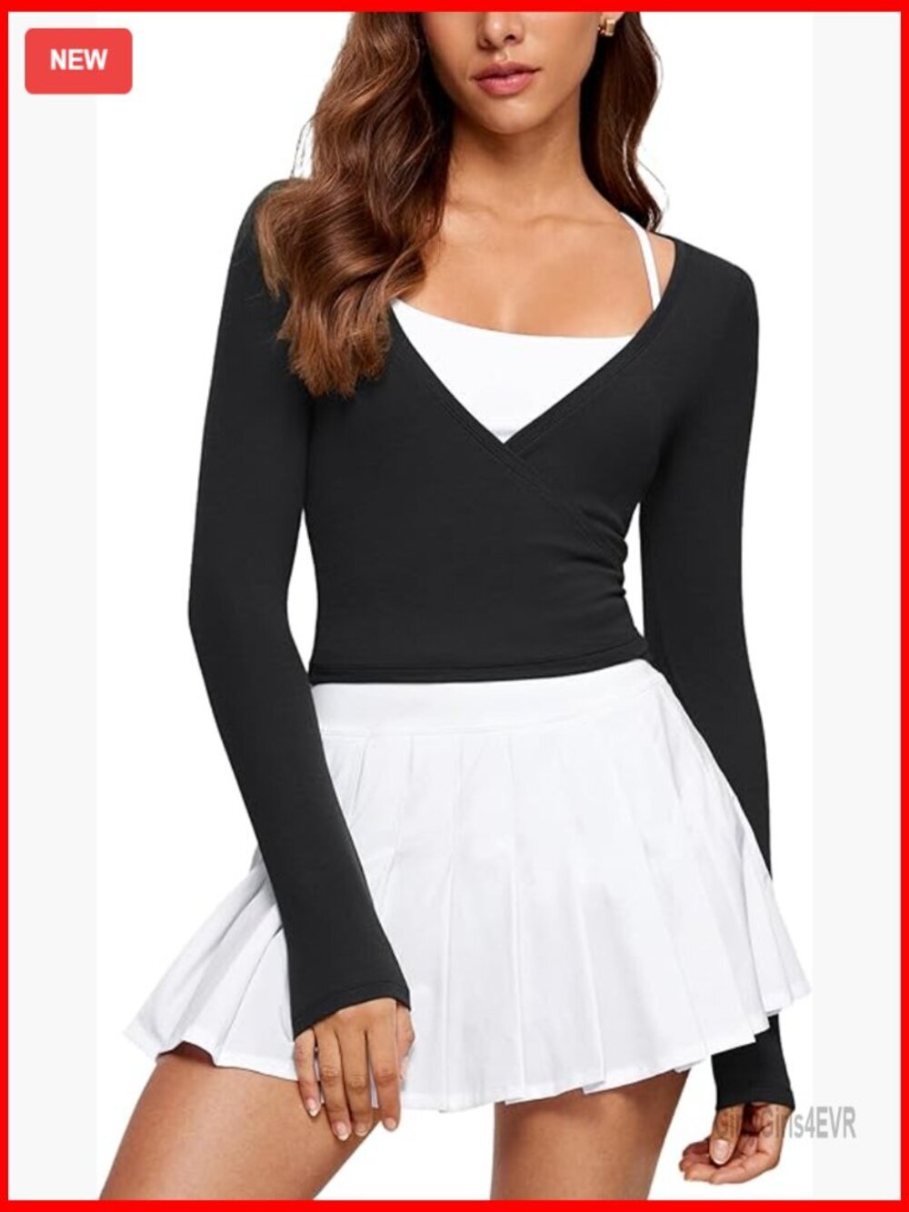 Long Sleeve V-Neck Wrap Top Slim Fit Modal Yoga Layering Shirt